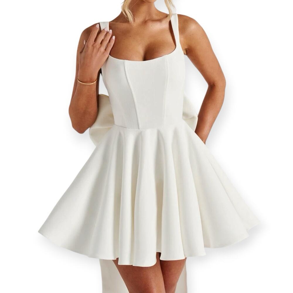 NWT Babyboo Rue Mini Bow Dress Ivory White Size Large